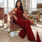 Macacão em viscose sarjada com elastano