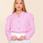 Camisa Cropped Feminina Social Casual Manga Longa - Imagem 3